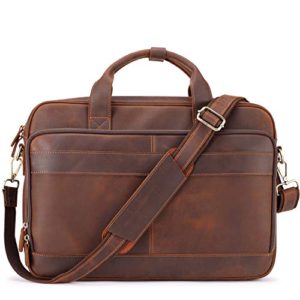 Jack&Chris Men's Genuine Leather Briefcase Messenger Bag Attache Case