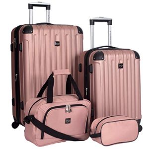 Travelers Club 4 Piece Luggage Set, Rose Gold