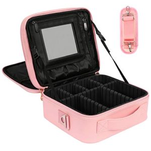 NiceEbag Makeup Bag Double-Layer Cosmetic Train Case for Women Girls Large