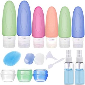 POLUENTAT 17 Pcs BPA Free Silicone Travel Bottles Set, TSA Approved Travel
