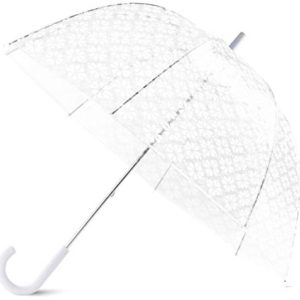 Kate Spade New York Large Clear Dome Umbrella, White Spade Flower