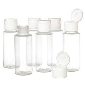 2oz Clear Plastic Empty Squeeze Bottles with Flip Cap - BPA-free - Set of 6