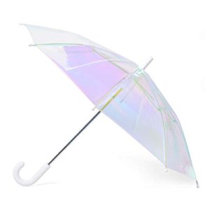 FCTRY Holo Kids Umbrella, Iridescent Holographic Clear Umbrella