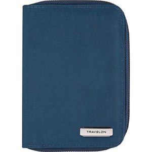 Travelon RFID Blocking Passport Zip Wallet, Ocean