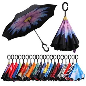 BAGAIL Double Layer Inverted Umbrellas Reverse Folding Umbrella Windproof