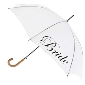 ShedRain Women's Script Bride Wedding Stick Umbrella with Hook Handle