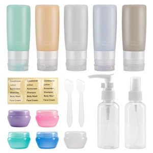 Beveetio Travel Bottles TSA Approved 15 Pack,2.9oz Silicone Refillable Travel Size