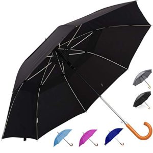 ZEKAR Wood/Bamboo J-Handle Premium Stick Umbrella