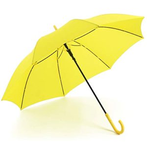 RUMBRELLA Yellow UV Stick Umbrella Auto Open UPF 50+ with J Hook Handle