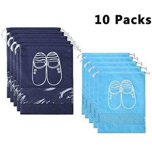 YAMIU 10 Pcs Shoe Bags Dust-proof Drawstring with Window Travel Shoe Storage