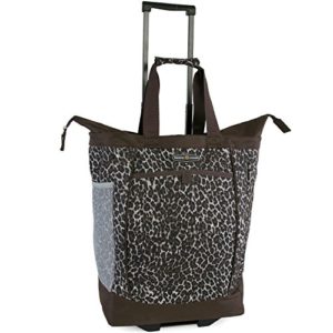 Pacific Coast Signature Large Rolling Shopper Tote Bag, Leopard