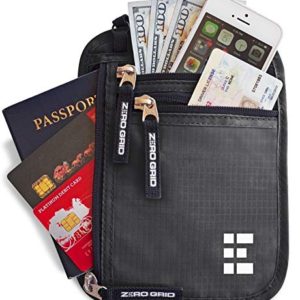 Zero Grid Neck Wallet w/RFID Blocking- Concealed Travel Pouch & Passport Holder