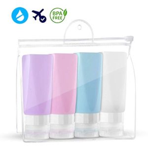 Travel Bottles Leak Proof ,3 oz TSA Approved Silicone Squeezable Travel Shampoo