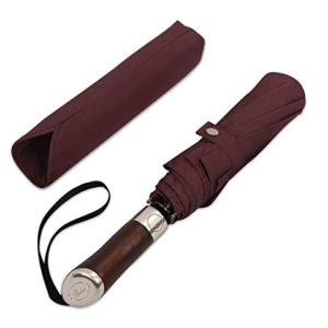 (Designed in UK) Balios Travel Umbrella | Luxurious Golden Rosewood Handle