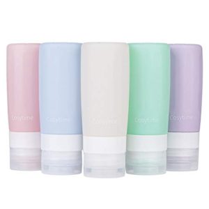 Cosytime 2.9 oz travel bottles,(5Pack) BPA Free And TSA Approved Leakproof Silicon
