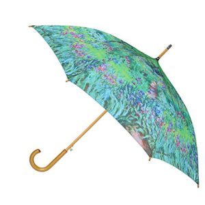 CTM Women's Auto Open Monet Print Stick Umbrella