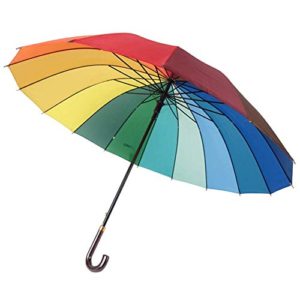 Pppsdl 37 inches Large Rainbow Umbrella Automatic Stick Umbrella Pongee