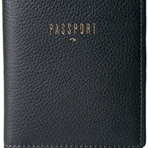 Fossil Women's Gift Leather Passport Case Wallet, Black