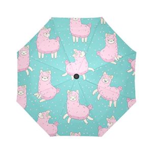 INTERESTPRINT Cute Llama Pattern Windproof Automatic Open and Close Foldable