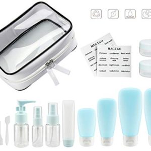 MAGIGO Blue Toiletries Leak Proof Travel Bottle Set (16 Pack), TSA Approved Airline