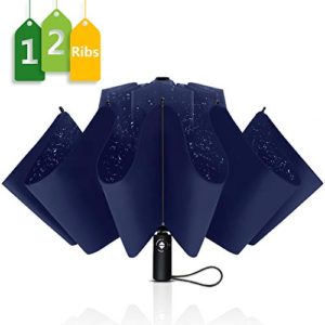 WSKY 12 Ribs Inverted Umbrella Windproof Automatic Folding Umbrella