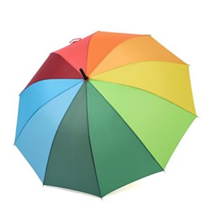 Large Rainbow Umbrella Windproof 46 Inch Automatic Open Golf Umbrella