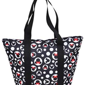 Disney Tote Mickey & Minnie Mouse Icon Polka Dot Print Travel Bag Black