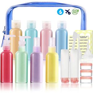 MEACOLIA Colorful Travel Bottles Set TSA Approved Leak Proof Travel Size