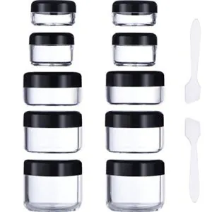 eBoot 10 Pieces Empty Clear Plastic Sample Containers 3/5/ 10/15/ 20 Gram