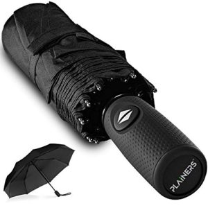 Compact Travel Umbrella w/Teflon Coating Windproof 9 Ribs - Auto Open Close