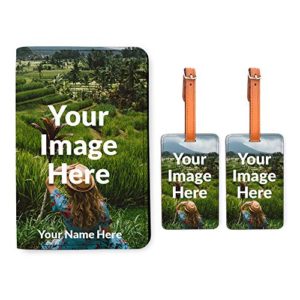 Personalized RFID Passport Holder 2 Luggage Tag Matching Set