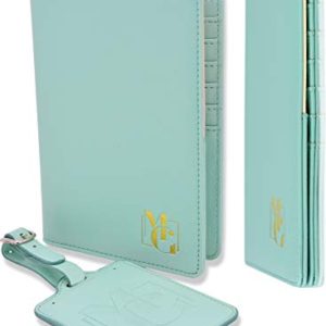 Passport Holder for Women - Passport Wallet RFID Blocking and Luggage Tag Set