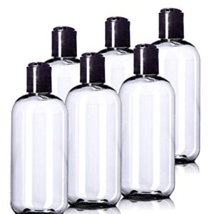 8oz Plastic Clear Bottles (6 Pack) BPA-Free Squeeze Containers with Disc Cap