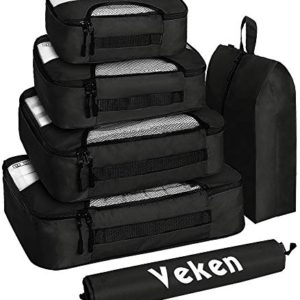 Veken 6 Set Packing Cubes, Travel Luggage Organizers with Laundry Shoe Bag