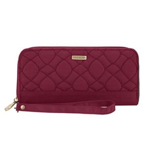 Travelon RFID Blocking Signature Quilted Single Zip Wallet, Ruby