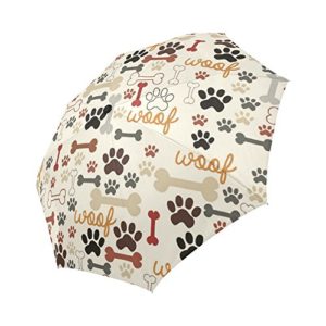 WECE Funny Dog Paws Prints And Bones Automatic Folding Compact Sun/Rain