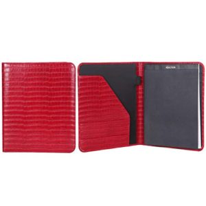 Kenneth Cole Reaction Faux Croco Leather Standard Bifold Writing Pad, Red