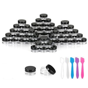 Accmor 50 Pieces 3g Sample Containers with Black Lids travel size Jars