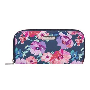 Travelon RFID Blocking Single Zip Wallet, blossom Floral