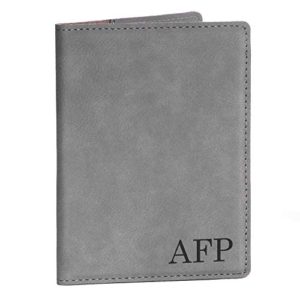 Monogrammed Passport Cover - Gray, Passport Cover with Initials, Passport Holder