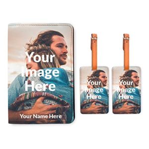 Personalized RFID Passport Holder 2 Matching Luggage Tag Set