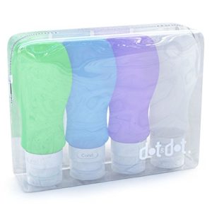 Travel Bottles Silicone Containers Set, White/Blue/Green/Purple