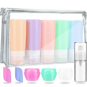 Toiletry Travel Bottles TSA Approved, 3oz Leakproof Refillable Silicone Containers