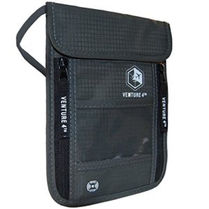 Venture 4th Travel Neck Pouch With RFID Blocking - Travel Wallet Passport Holder