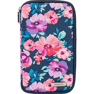 Travelon RFID Blocking Family Passport Zip Wallet, blossom Floral