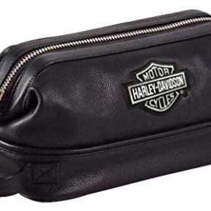 Harley Davidson Leather Toiletry Kit, Black