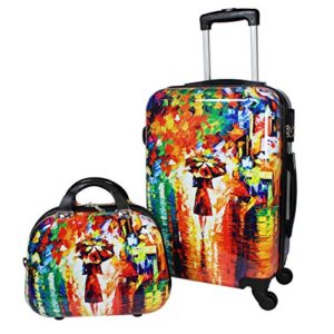 World Traveler 2-Piece Carry-on Hardside Spinner Luggage Set-Paris Nights