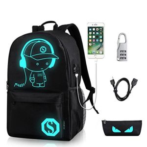 Unisex Casual Fashion Waterproof Luminous Anime Notebook, Black