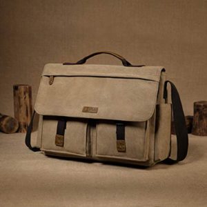 Messenger Bag for Men, VASCHY Vintage Water Resistant Waxed Canvas Satchel