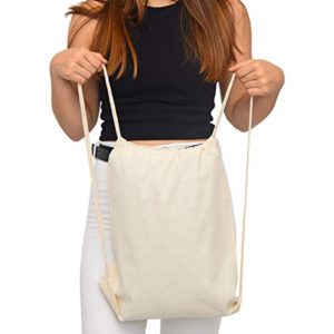 TBF Cotton Drawstring Backpack Gym Sack Canvas Cinch Sport Pack for Men